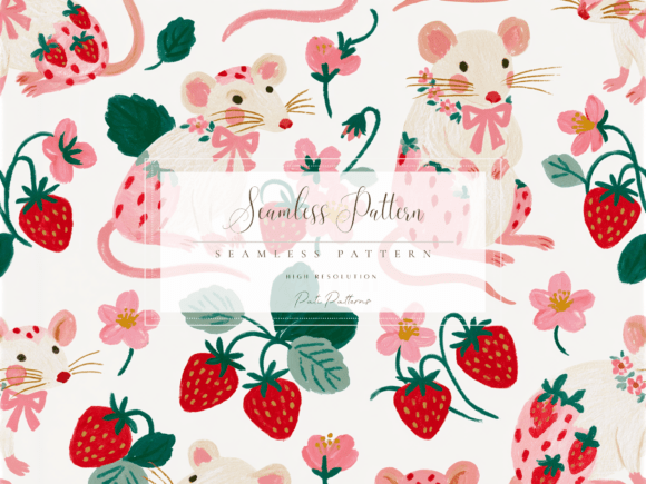 Download Cute Strawberry Mouse Seamless Pattern PNG - Premium Resources