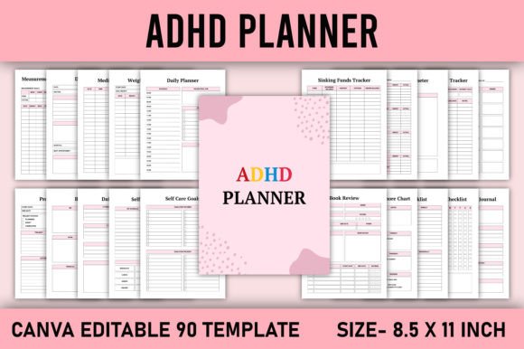 Download ADHD Planner Canva Template - Adhd planner Collection