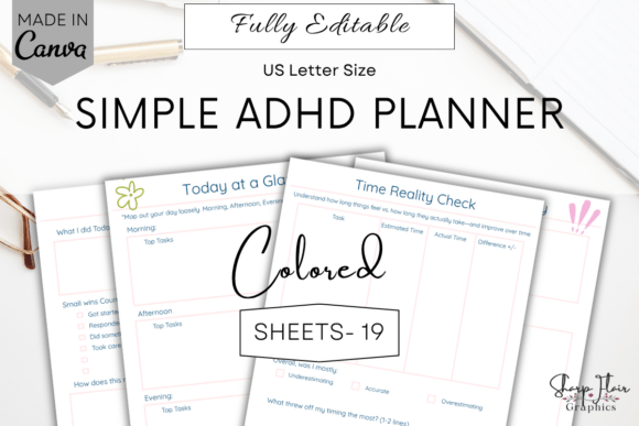 Download ADHD Planner Bundle Canva Editable - Adhd planner Collection