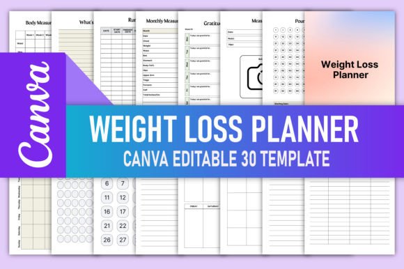 Download Editable Weight Loss Planner for Canva - Premium Resources