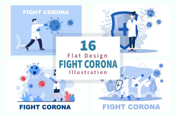 Download 16 Fighting with Corona Virus Design - Fighting Collection