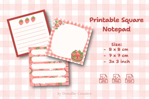 Download Strawberry Notepad Printable - Premium Bundle