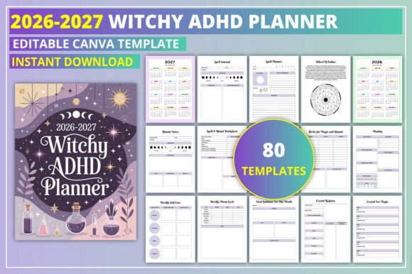 Download Editable 2026-2027 Witchy ADHD Planner - Adhd planner Collection