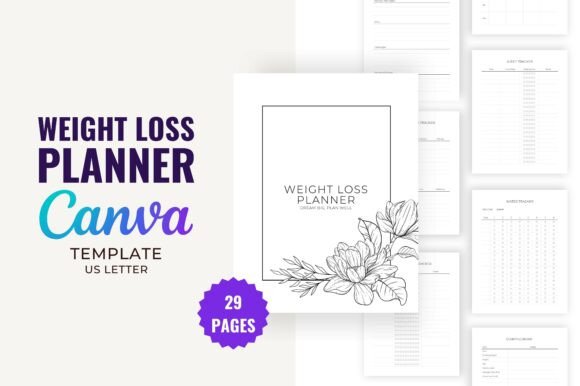 Download Weight Loss Planner | Canva Template - Premium Bundle