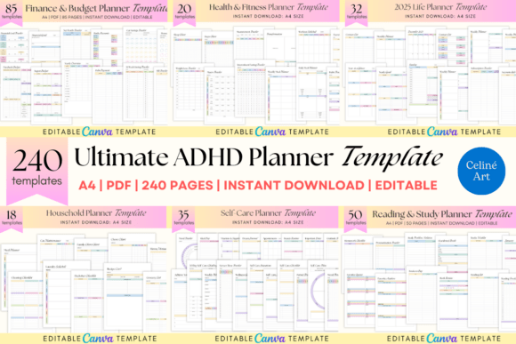 Download Ultimate ADHD Planner Templates Bundle - Adhd planner Collection