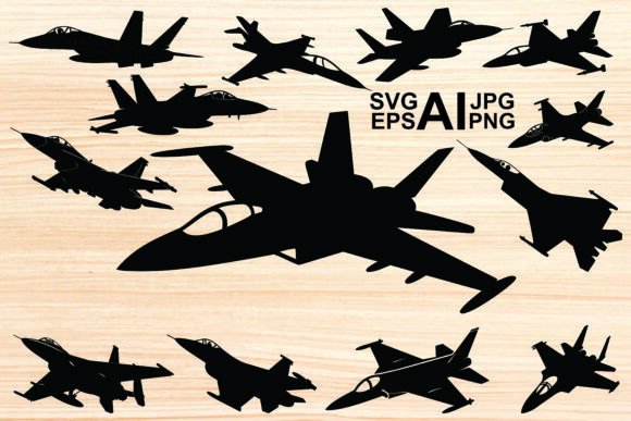 Download Fighting Jet Vector Black Silhouette Set - Fighting Collection