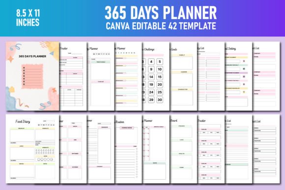 Download 365 Days Planner Canva KDP - 365 days planner Collection