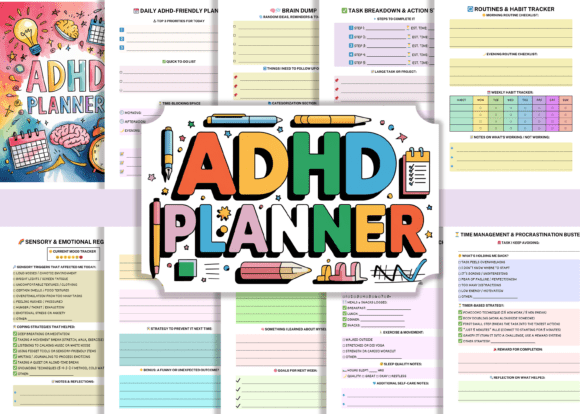 Download ADHD Planner - KDP Canva Template - Adhd planner Collection