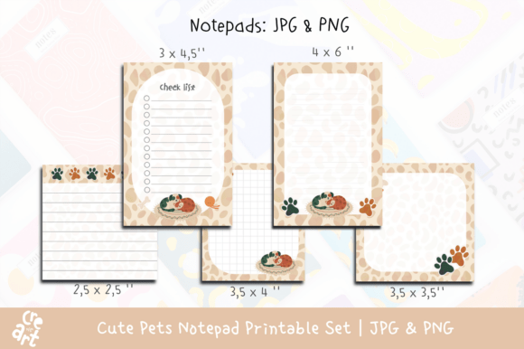 Download Cute Pets Notepad Printable Set - Notepad Collection