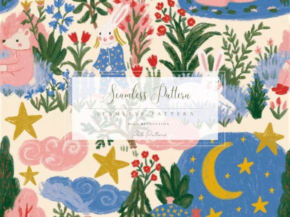 Download Whimsical Woodland Bunny and Bear Seamless Pattern - Premium Resources